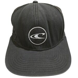 Y2K O'Neill Trucker Hat Ball Cap Mens Black Snapback Mesh Surf Skate Beach Ocean